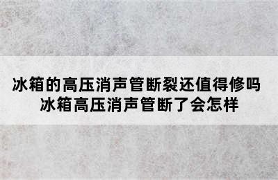 冰箱的高压消声管断裂还值得修吗 冰箱高压消声管断了会怎样